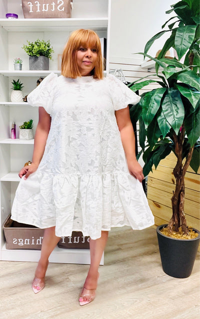 Mogul Boutique-White Puff Sleeve Juliette Dress Babydoll dress babydoll