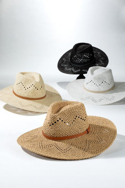 Mogul Boutique-Wide Brim Panama with Eyelets Hats accessories hat